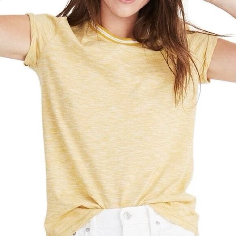 Madewell ~ Whisper Cotton Ringer Tee in Heather Yellow